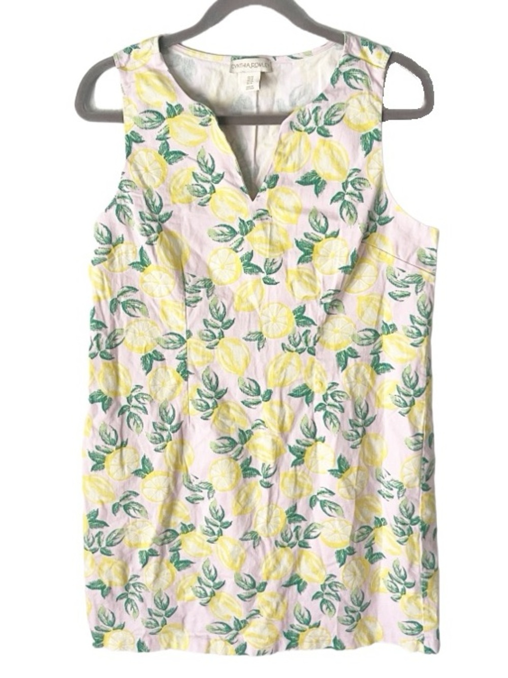 Cynthia Rowley Lemon Print Summer Shift Dress Size 14 Amalfi Coast Garden Party
